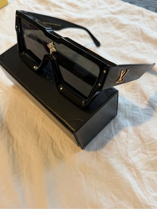 None Accessories - Black Oversized Shield Sunglasses with Gold Accents